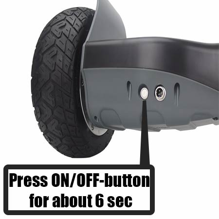 Second image illustrating the step of holding down the on/off button for 6 seconds